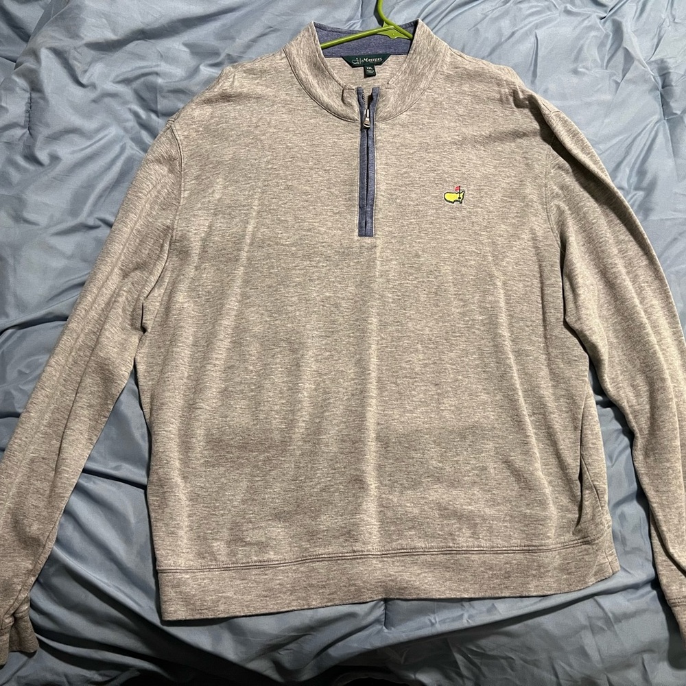Masters Apparel- Men's Gray Quarter-Zip Sweater
